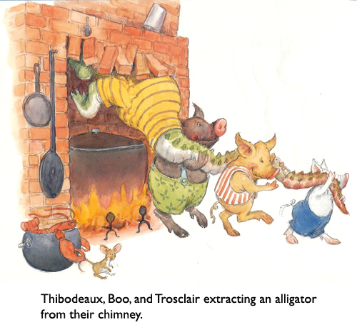 Toasted Gator.  Funny Cajun fairy tale art… with a Jim Harris mouse.